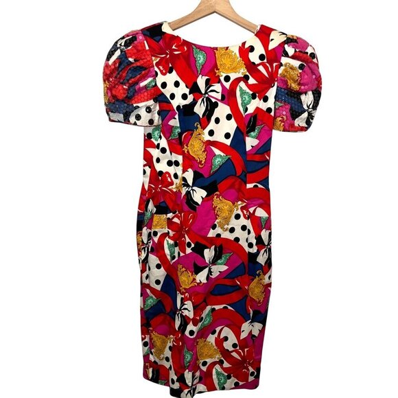 Morton Myles  Vintage y2KPuff Sleeve Polka Dots Print Sequined Party Dress Women - Picture 1 of 10